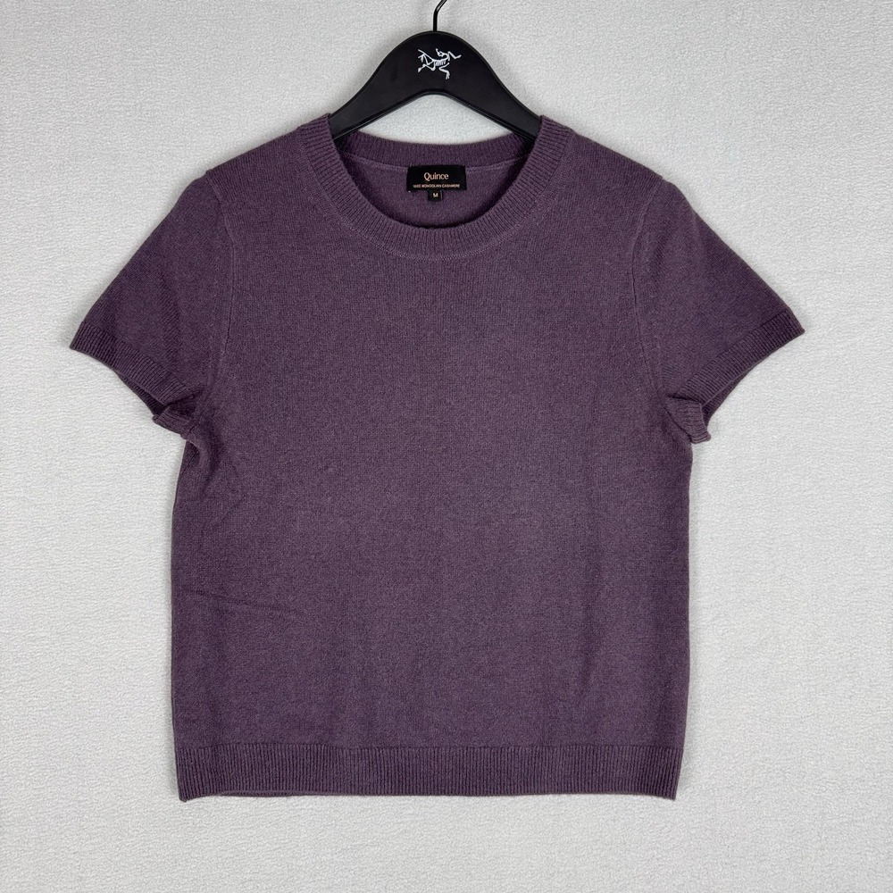 Quince Mongolian Cashmere T Shirt Top Sweater Purple Womens Medium Academia
